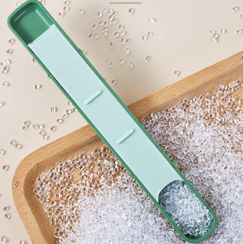 11-Pc Measuring Cups and Spoons Set, Stackable with Lids, Green