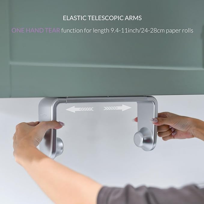 simpletome Paper Towel Holder ONE Hand Tear Adaptive Tension Arm Adjustable - Image 4