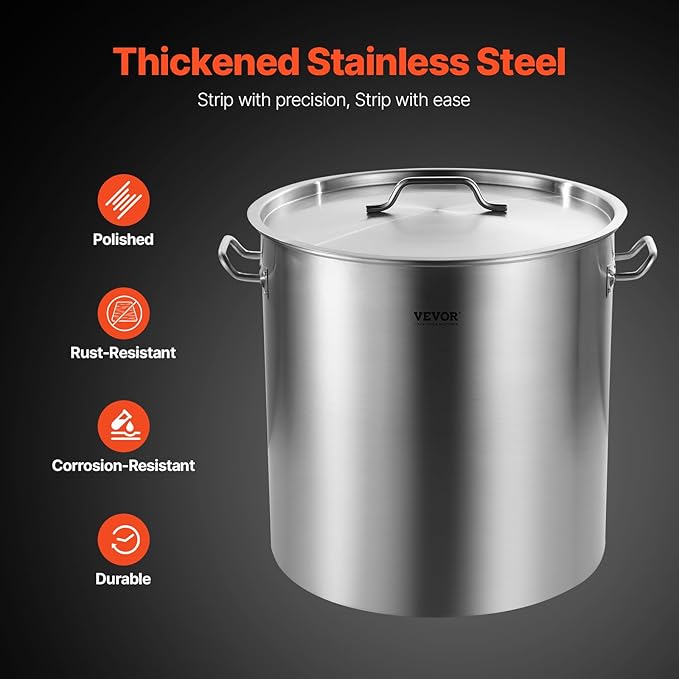 VEVOR Stainless Steel Stockpot, 100 Quart Large Cooking Pots, Cookware Sauce Pot - Image 3