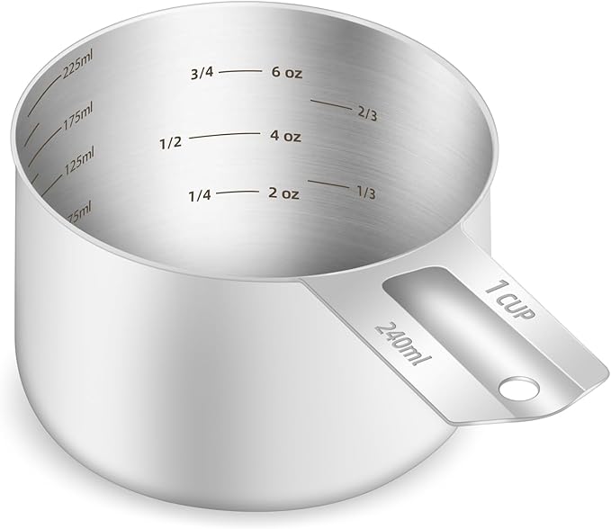 1PCS 1Cup Single Measuring Cup, Etched Inner Scale Stainless Steel Measure Scoop by BERYLER