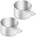 2PCS 1Cup Single Measuring Cup, Etched Inner Scale Stainless Steel Measure Scoop by BERYLER