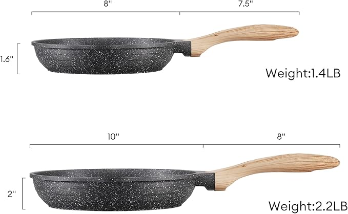 JEETEE Nonstick Frying Pans Set, Skillets Set 2 Pcs, Nonstick Omelette Skillet - Image 9