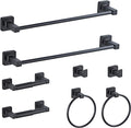 Matte Black Bathroom Hardware Set 8 Pieces, Towel Bar Set Stainless Steel Wall by bluebyrne