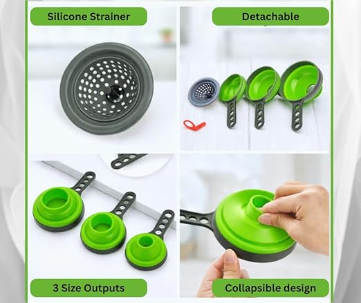 Collapsible Funnel Set of 3 | Silicone Pot Edge Soup Pour Spout | Food Grade - Image 2