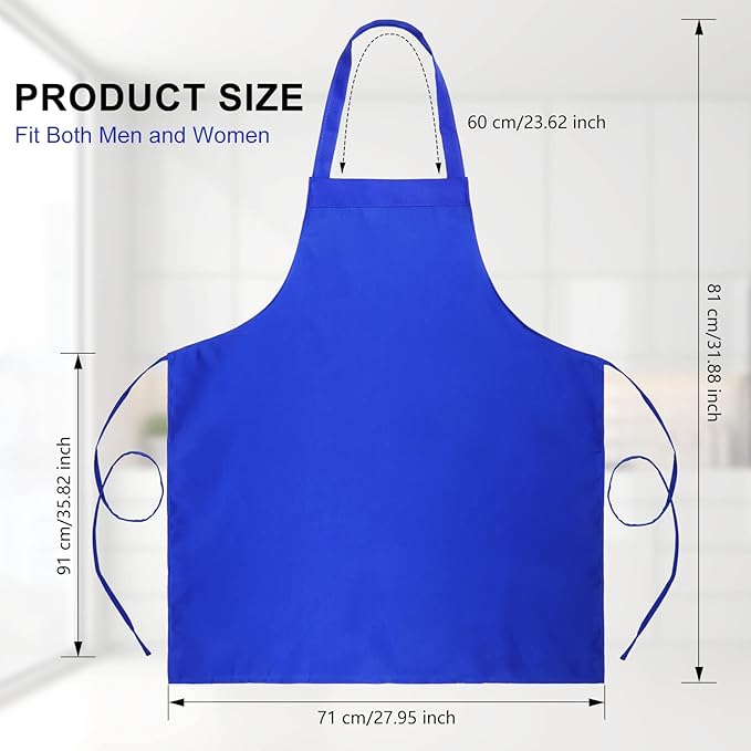 Foaincore Bib Aprons, Unisex Apron No Pocket Bulk Machine Washable Plain Aprons - Image 2
