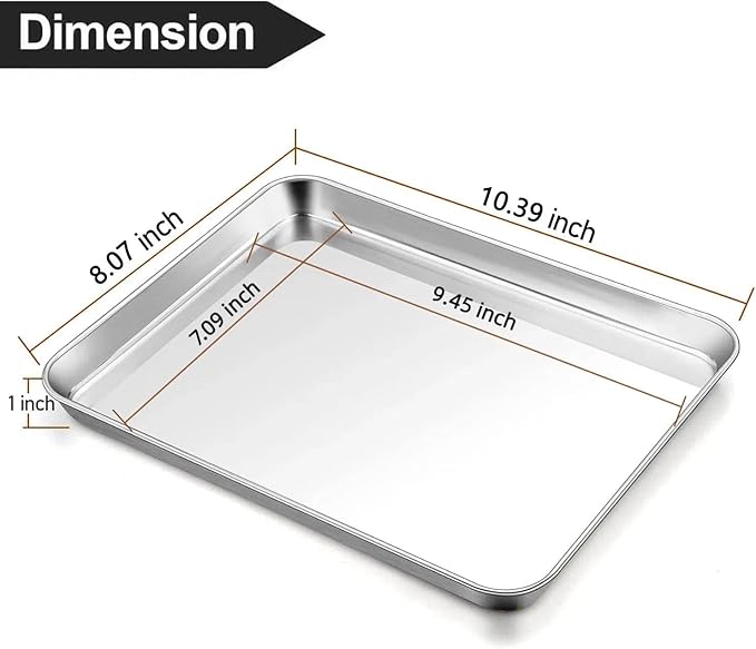 Baking Sheet Cookie Sheet Set of 2, Umite Chef Stainless Steel Baking Pans Tray - Image 2