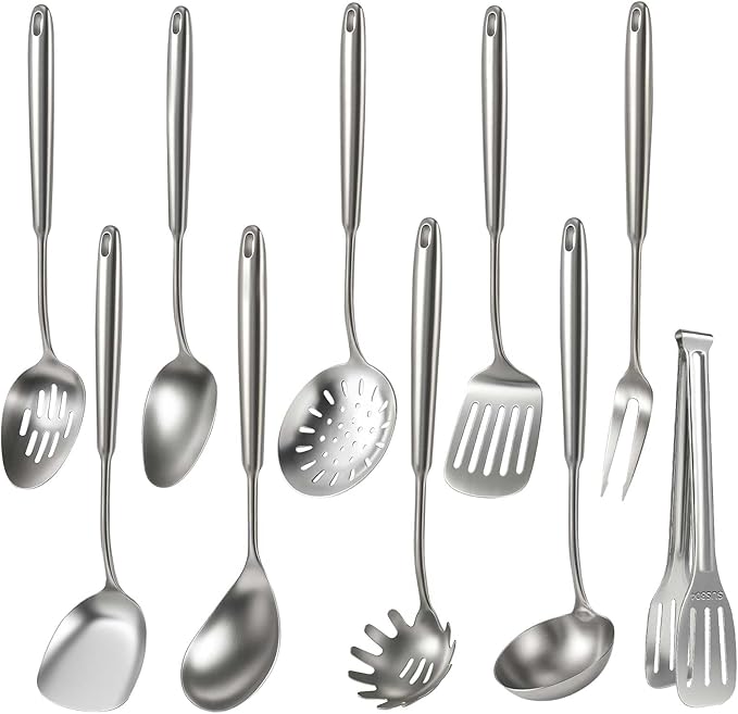 Newness 10 Pcs Cooking Utensils Set, 304 Stainless Steel Kitchen Utensils Set by NewnessFocusOnStainlessSteel