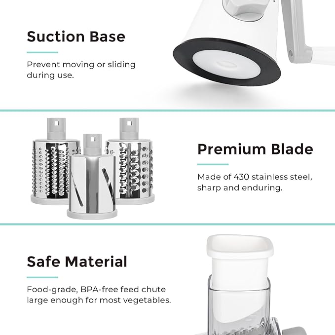 X Home Rotary Cheese Grater for Kitchen, Shredder - Image 5