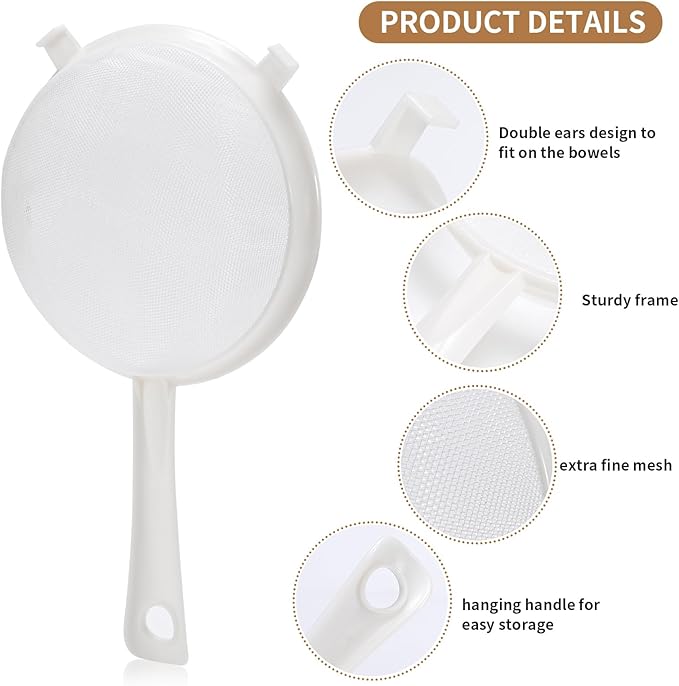 Kefir Strainer Set, 3-Size Plastic Non-Metal Sieve - Image 3