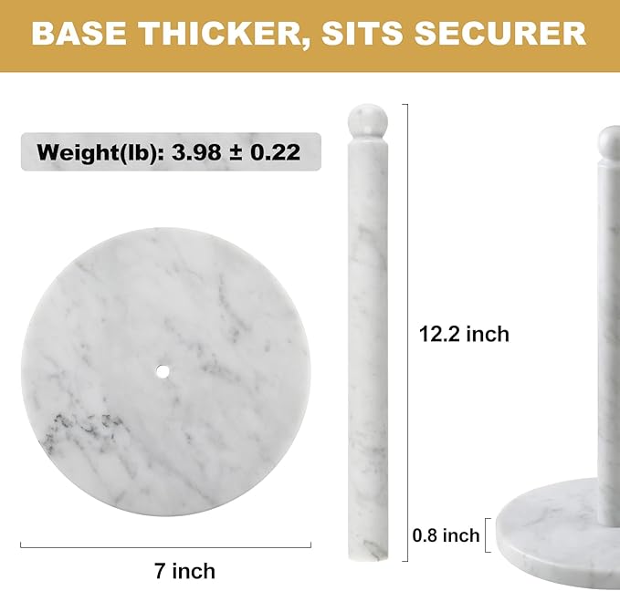 Koville Italian Marble Paper Towel Holder Countertop, Carrara Stone Paper Towel - Image 2
