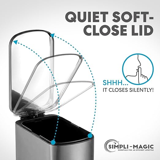 SIMPLI-Magic 6L/1.6G Stainless Steel Bathroom Trash Can - Image 4