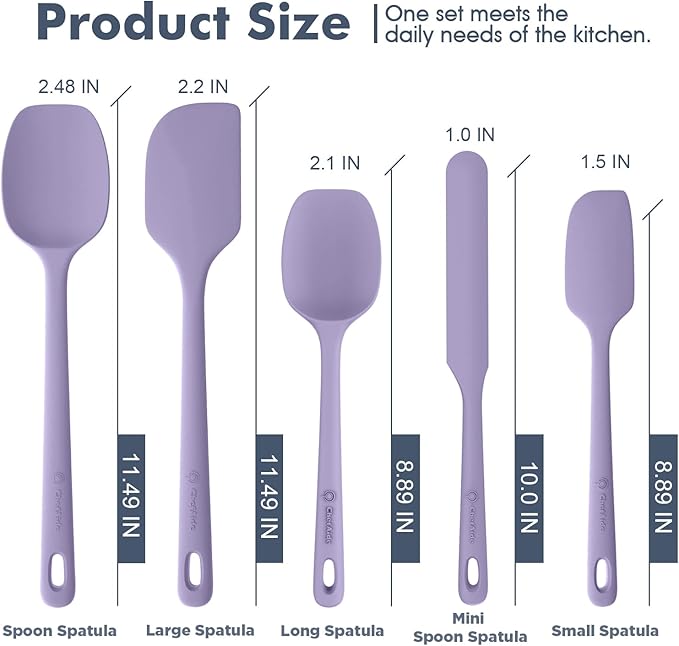 ChefAide 5 Pieces Silicone Spatula Set, Food Grade Rubber Spatula, Upgrade - Image 2