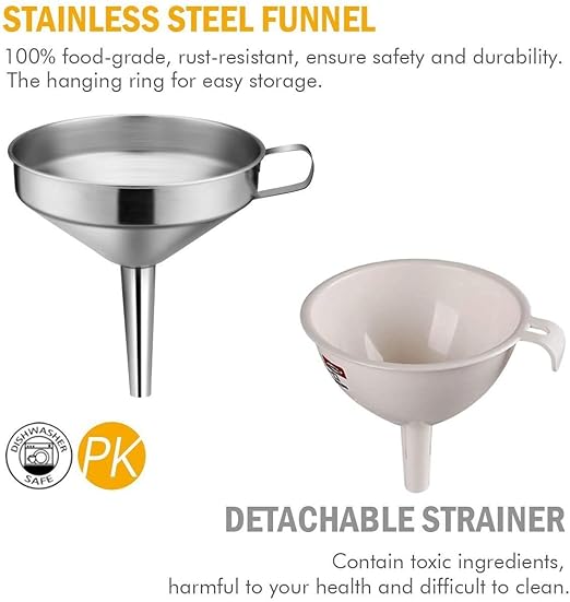Kitchen Funnel, 3 Piece Stainless Steel Funnels Set - Image 2