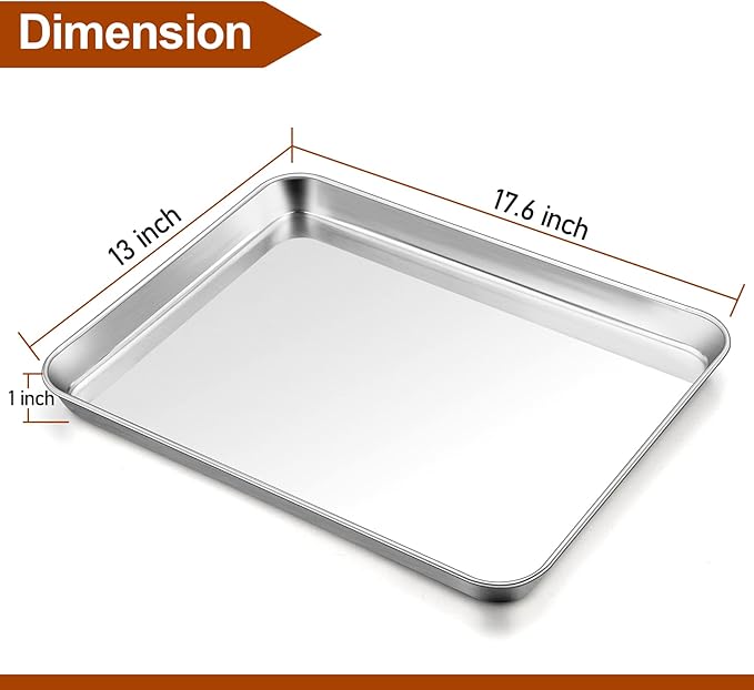 TeamFar Baking Sheet, 17.6’’ x 13’’ x 1’’ Stainless Steel Large Cookie Sheet - Image 2