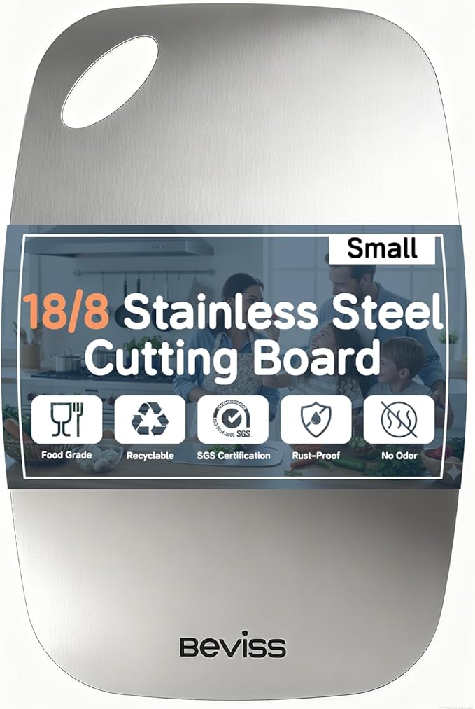 Cutting Board Non-Toxic, 304 Stainless Steel Cutting Board Double Sided by HOME