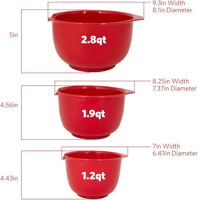 Glad Mixing Bowls with Pour Spout, BPA Free, Dishwasher Safe Plastic | Kitchen - Image 3