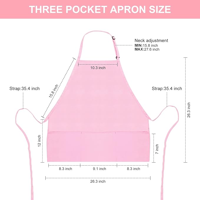 Jubatus 2 Pack 3 Pockets Adjustable Bib Apron Chef Kitchen Cooking Aprons - Image 6