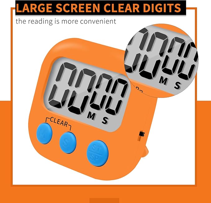 6 Pack Small Digital Kitchen Timer Magnetic Back and ON/Off Switch, Minute - Image 4