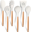 E-far White Cooking Utensils Set of 6, Silicone Kitchen Utensils by E-far