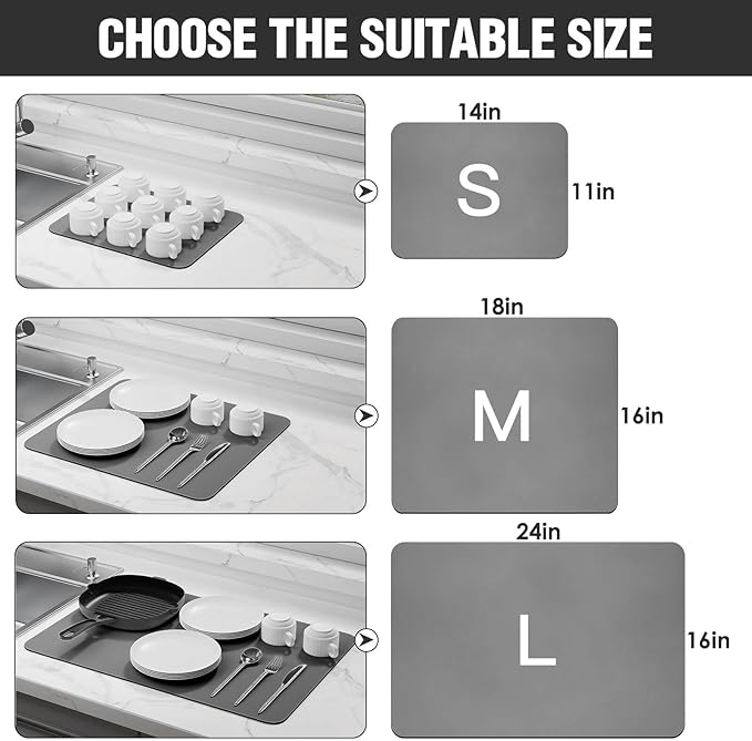Dish Drying Mat for Kitchen Counter Super Absorbent Drainer Mats - Image 7