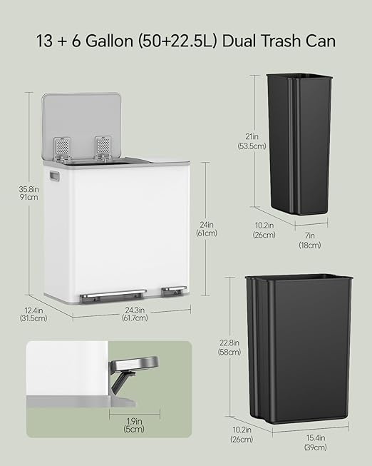Lovewind Dual Trash and Recycling Bins - Image 2