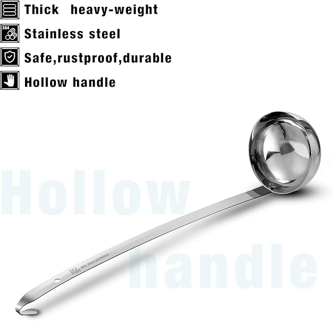 meekoo 3 Pieces Stainless Steel Ladle Soup Handle Ladle - Image 4