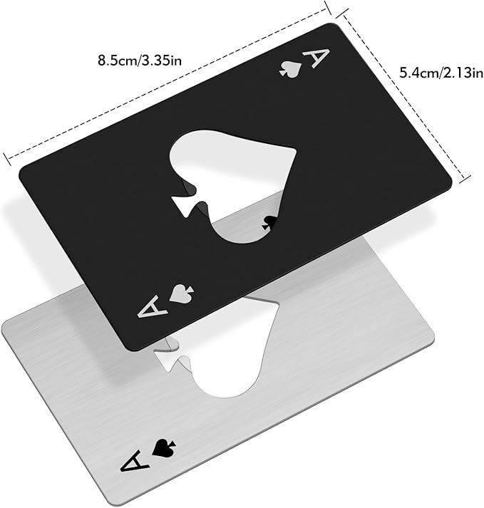6PCS Poker Card Bottle Openers, Stainless Steel Credit Card Size Beer Bottle - Image 2
