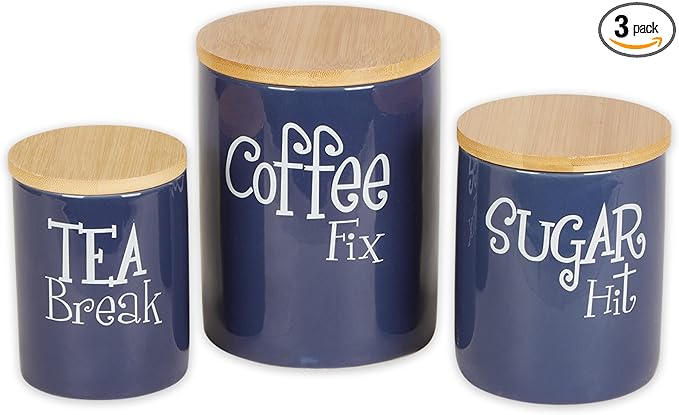 DII Kitchen Accessories Retro Collection Ceramics, Canister Set, Nautical Blue by DII
