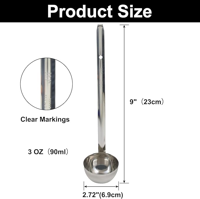 3 Oz Stainless Steel Ladle, Portioning and Serving Soup and Stew in Restaurants - Image 2