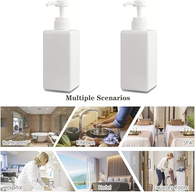 Pump Bottle, Refillable Plastic Empty Lotion Soap Dispenser Liquid Container - Image 3