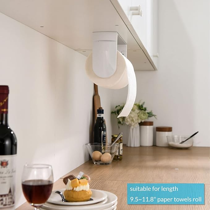 simpletome ONE Hand Tear Paper Towel Holder Under Cabinet Adhesive or Drilling - Image 7