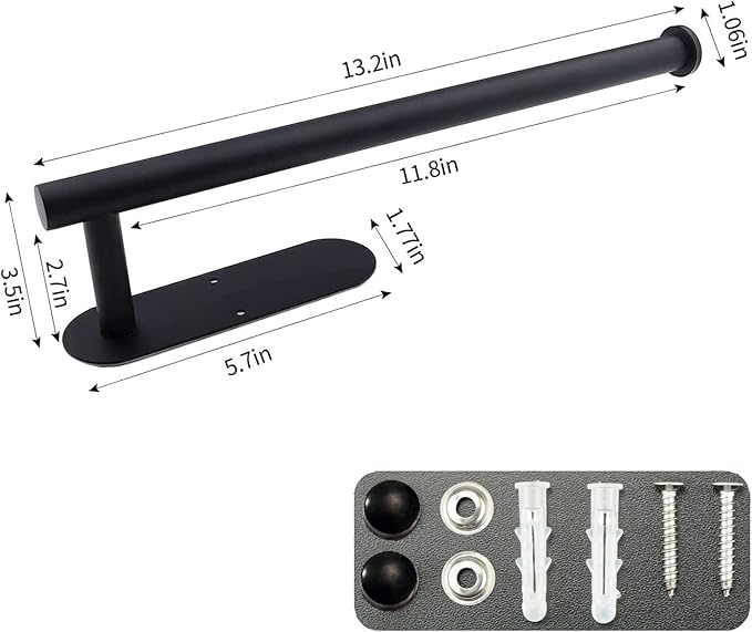 Paper Towel Holder with 2 Hooks-Under Cabinet Paper Towel Holder - Image 6