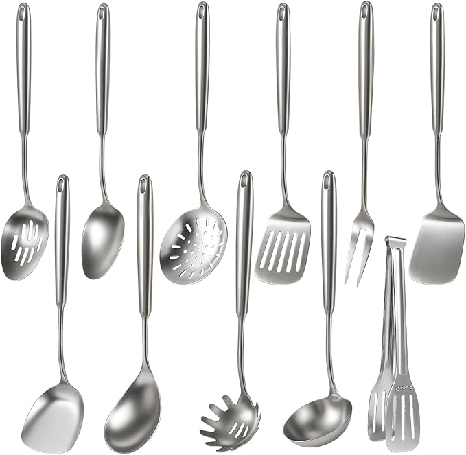 Newness 11 Pcs Cooking Utensils Set, 304 Stainless Steel Kitchen Utensils Set by NewnessFocusOnStainlessSteel