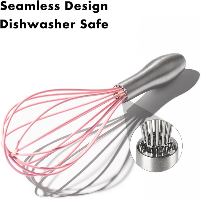 OYV 10-Inch Pink Silicone Whisk, Heat Resistant 480°F Kitchen Whisk - Image 4