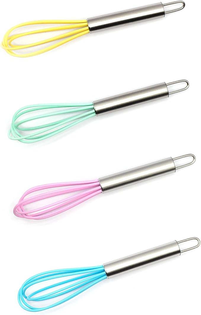 Mini Whisks 6 inch 4Pcs silica gel stainless steel Whisk, Hand Egg Mixer by TYGYLZGCF