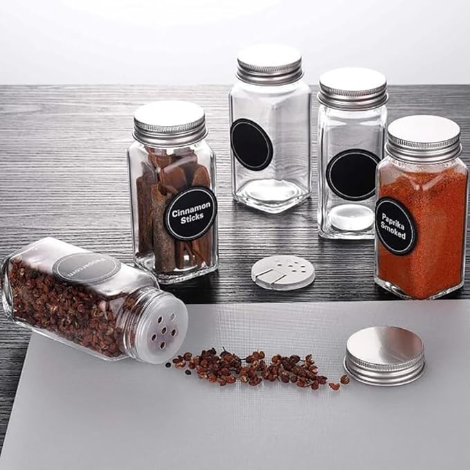 WUWEOT 24 Pack Plastic Spice Jars, 4 oz Spice Bottle Square Seasoning Containers - Image 6