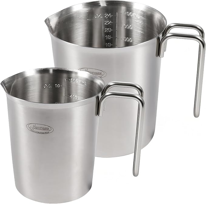 Newness 2-Pack Stainless Steel Measuring Cups Set, Metal Measuring Cup by Newness