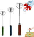 Semi-automatic Whisk, Stainless Steel Egg Beater, Hand Push Rotary Whisks Mixer by Jninexiu