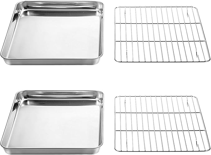 Wildone Baking Sheet with Rack Set, Stainless Steel Cookie Pan baking Tray with - Image 2