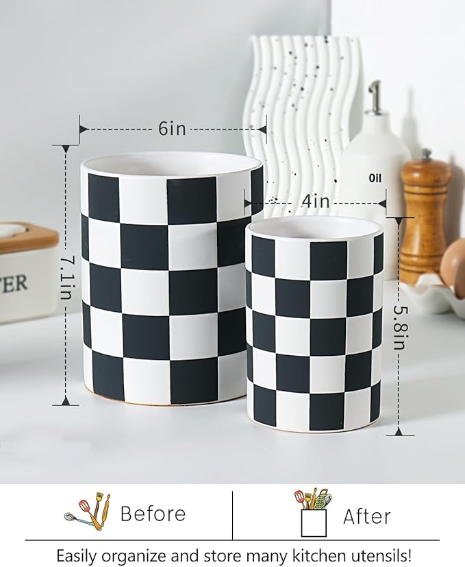 Checkered Kitchen Utensil Holder - Image 5