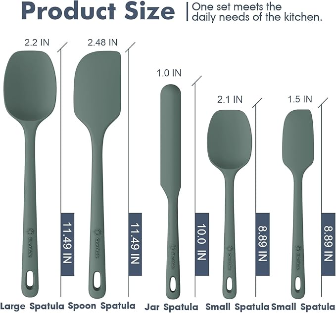 ChefAide 5 Pieces Silicone Spatula Set, Food Grade Rubber Spatula, Upgrade - Image 2