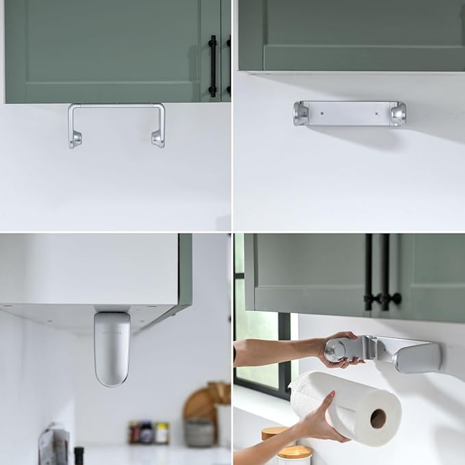 simpletome Paper Towel Holder ONE Hand Tear Adaptive Tension Arm Adjustable - Image 8