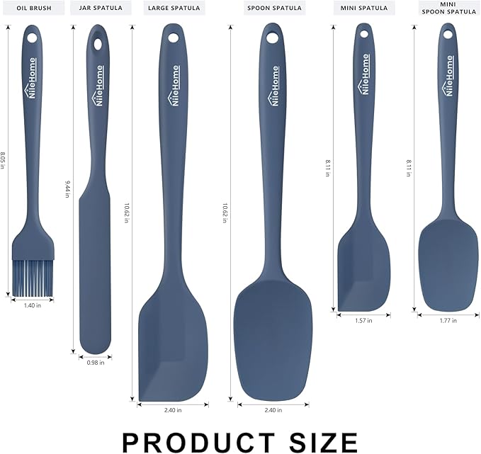 NileHome Silicone Spatula Set, 6 Packs Food Grade Kitchen Utensils - Image 2