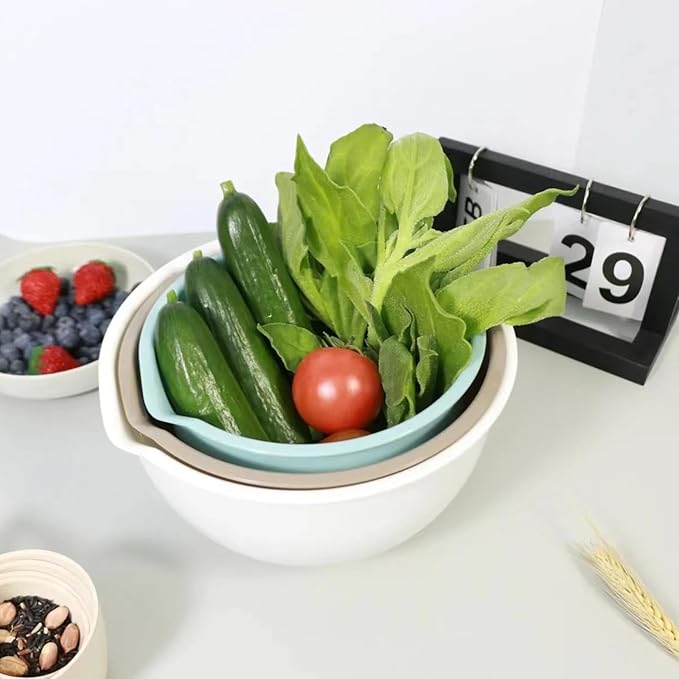 Set of 3 Mixing Bowls with Pour Spout-Nesting Design Saves Space - Image 8