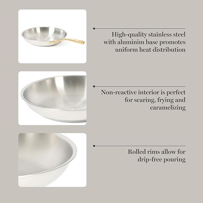Martha Stewart Castelle 9.5-Inch Stainless Steel Frying Pan - Image 4