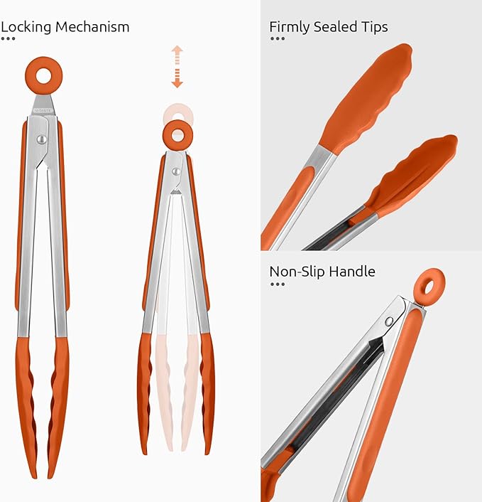 600ºF Heat Resistant Kitchen Tongs: U-Taste 9 inch Silicone Cooking Tong - Image 6