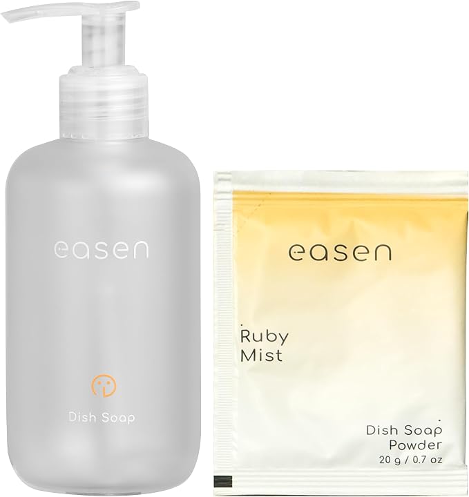 easen Foam Dish Soap Powder Refill, Grapefruit, Reusable Bottle, 7.4 oz | Coconut Oil for Foaming, dissolves fast, rinses clean, no residue, Concentrated Formula