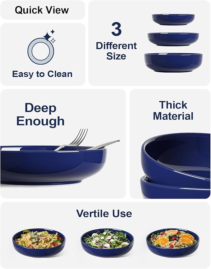 LE TAUCI Pasta Bowls 45 oz, Salad Bowls Set - Image 4
