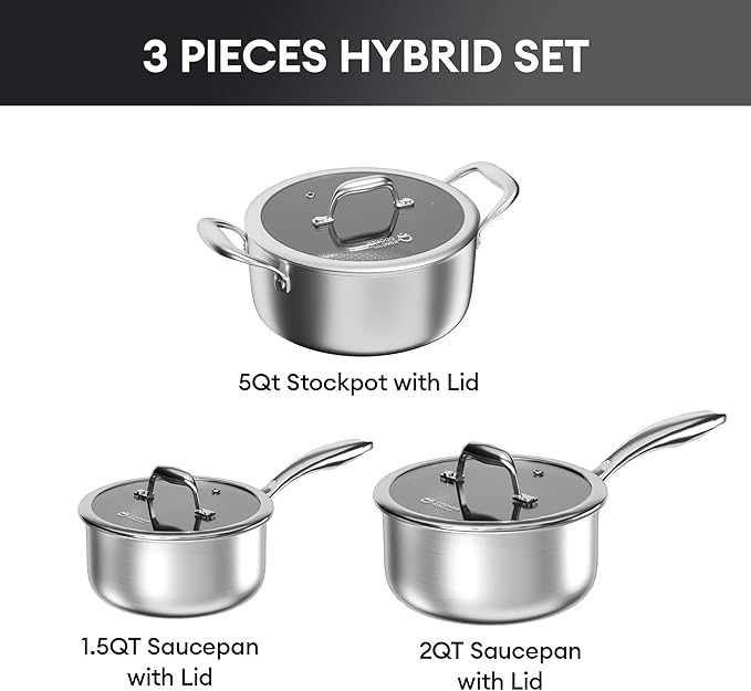 COOKER KING Stainless Steel 6 Pcs Pots Set, 1.5 & 2QT Saucepan and 5-Quart Pots - Image 6