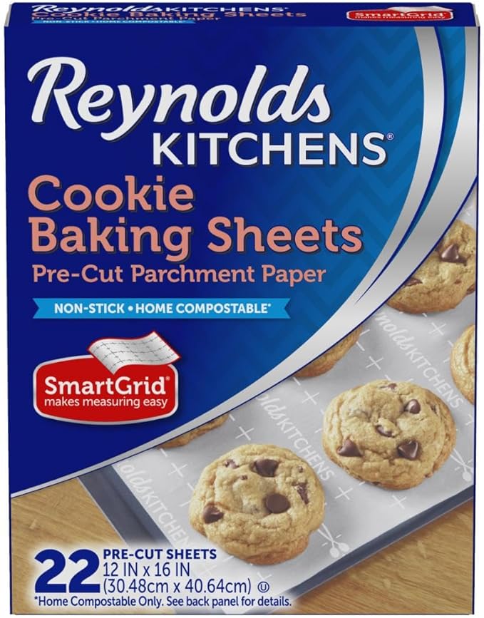 Reynolds Kitchens Cookie Baking Sheets, Pre-Cut Baking Parchment Paper Sheets by ReynoldsConsumerProducts